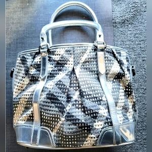 ❌SOLD❌ Burberry Mega Beat Check Metallic Shoulder/Crossbody Bag, Gunmetal